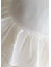 Ivory Cotton Champagne Tulle Knee Length Flower Girl Dress 